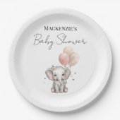 Elefant & rosa Luftballons Mädchen Baby Shower Pappteller (Vorderseite)