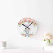 Elefant-rosa Runde Wanduhr (Zuhause)