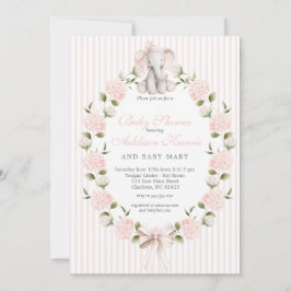 Elefant rosa Schleife Mädchen Baby Shower Einladung