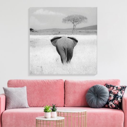 Elefant, rückseitig ummantelte Canvas Leinwanddruck (Insitu (Wohnzimmer))
