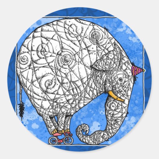 Elefant Runder Aufkleber (Vorderseite)
