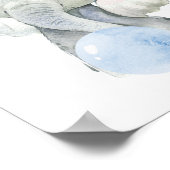 Elefant, Safari, Blauer Kaugummi, Junge Kinderzimm Poster (Ecke)