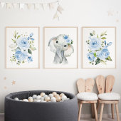 Elefant, Safari, Blumen, Junge Kinderzimmer Bilderwand Sets