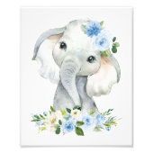 Elefant, Safari, Blumen, Junge Kinderzimmer Fotodruck (Vorne)