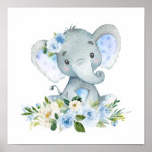 Elefant, Safari, Blumen, Junge Kinderzimmer Poster (Vorne)