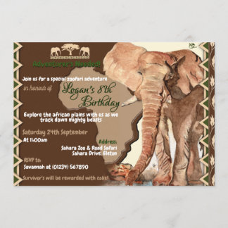 Elefant Safari Geburtstag Einladungen