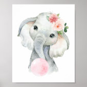 Elefant, Safari, rosa Bläschen, Girl-Kinderzimmer Poster (Vorne)