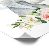 Elefant, Safari, rosa Blume, Girl-Kinderzimmer Poster (Ecke)