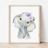 Elefant, Safari, violette Blumen, neutrale Geschle Bilderwand Sets