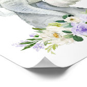 Elefant, Safari, violette Blumen, neutrale Geschle Poster (Ecke)