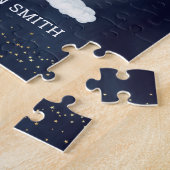 Elefant schläft auf dem Halbmond Kindername Puzzle (Seite)