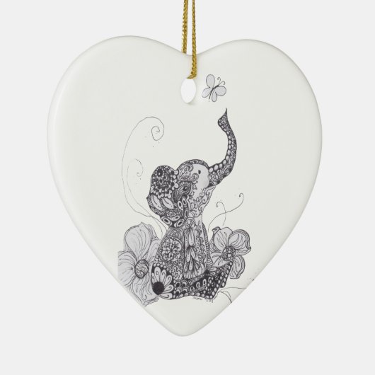 Elefant-Schmetterling Keramik Ornament (Rechts)