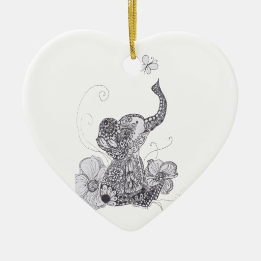 Elefant-Schmetterling Keramik Ornament (Vorne)