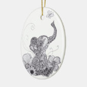 Elefant-Schmetterling Keramik Ornament (Links)