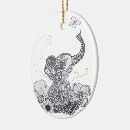 Elefant-Schmetterling Keramik Ornament (Links)
