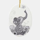 Elefant-Schmetterling Keramik Ornament (Vorne)