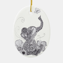 Elefant-Schmetterling Keramik Ornament