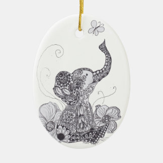 Elefant-Schmetterling Keramik Ornament