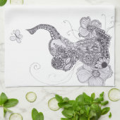 Elefant-Schmetterling Küchentuch (Gefaltet)