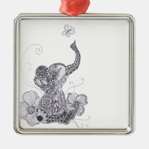 Elefant-Schmetterling Ornament Aus Metall