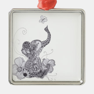 Elefant-Schmetterling Ornament Aus Metall
