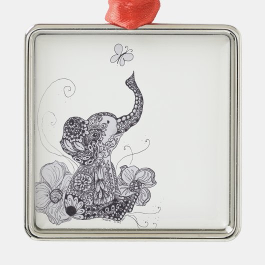Elefant-Schmetterling Ornament Aus Metall (Vorne)