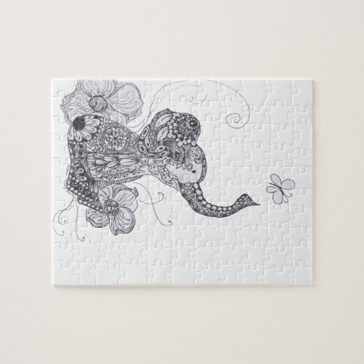 Elefant-Schmetterling Puzzle (Horizontal)