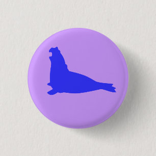 Elefant-Siegel-Knopf-Blau Button