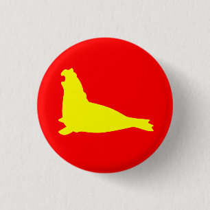 Elefant-Siegel-Knopf-Gelb-Rot Button
