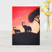 Elefant Silhouette Denken Sie an Ihre Karte (Gelbe Blume)