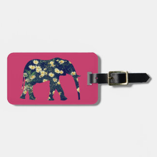 Elefant-Silhouette-Gänseblümchen Burgunder Girly Gepäckanhänger