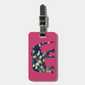 Elefant-Silhouette-Gänseblümchen Burgunder Girly Gepäckanhänger (Vorderseite vertikal)