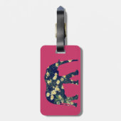 Elefant-Silhouette-Gänseblümchen Burgunder Girly Gepäckanhänger (Rückseite vertikal)