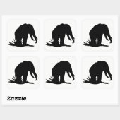Elefant Silhouette Quadratischer Aufkleber (Blatt)