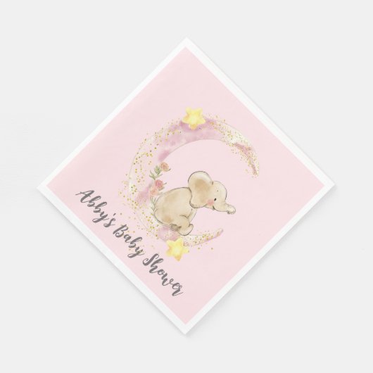 Elefant sitzend auf einem Mond Serviette (Ecke)