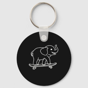Elefant Skateboarding Umrisslinienzeichnung Skater Schlüsselanhänger