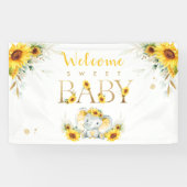 Elefant Sonnenblume Babydusche Willkommen Banner (Horizontal)