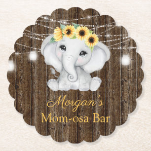 Elefant Sonnenblumen Lichter Mädchen Baby Shower Untersetzer