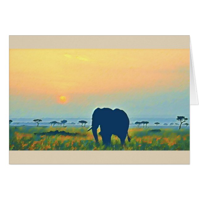 Elefant-Sonnenuntergang (Vorderseite (Horizontal))