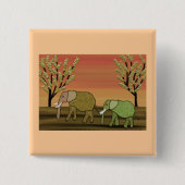 Elefant-Sonnenuntergang Button (Vorderseite)
