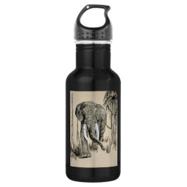 Elefant spazieren durch die waldreiche Savanna Kun Edelstahlflasche