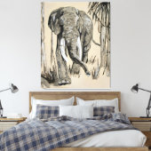 Elefant spazieren durch die waldreiche Savanna Kun Leinwanddruck (Insitu (Schlafzimmer))