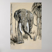 Elefant spazieren durch die waldreiche Savanna Kun Poster (Vorne)