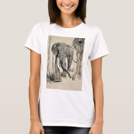 Elefant spazieren durch die waldreiche Savanna Kun T-Shirt