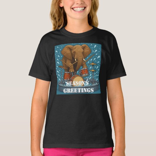 Elefant spielt Schlagzeug spritzt Wasser Sommer Gi T-Shirt (Vorderseite)