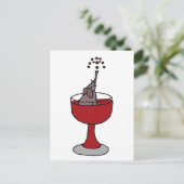 Elefant Spray Wein im Weinglas Postkarte (Stehend Vorderseite)