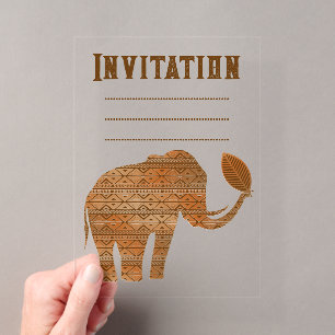 Elefant Stammeskunst Design Acryleinladungen