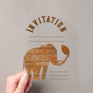 Elefant Stammeskunst Design Acryleinladungen