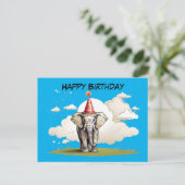 Elefant stehend auf Graswolken Postkarte (Stehend Vorderseite)