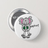 Elefant-Stickfigur-Knopf Button (Vorne & Hinten)